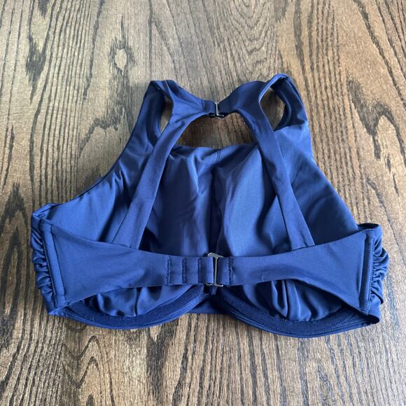 Athleta Womens Maldives Bra Cup High Neck Underwire Bikini Top Blue Size 34D/DD - Picture 2 of 4